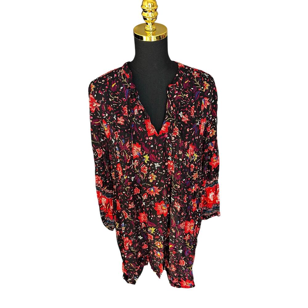 Old Navy Floral Boho Midi Dress Fall Style Bishop Sleeves Size Large
